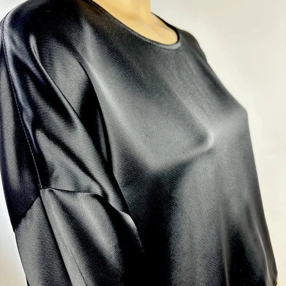 Zoran minimalist black silk dolman sleeves blouse one size
